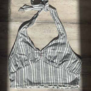 Gray and White Striped Halter Top